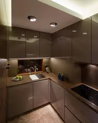 Dark small kitchen photo