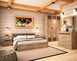 Сучасная спальня з дрэва фота