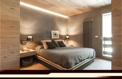 Modern bedroom made of wood photo