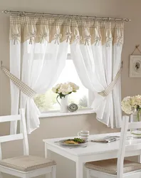 Curtains for the kitchen in a modern style, short to the window sill design
