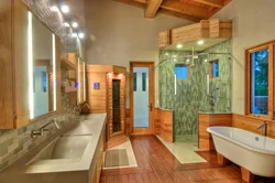 Bath with sauna design in the apartment