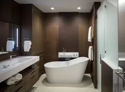 Коричневый пол в ванной фото
