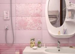 Bath interior with pink tiles