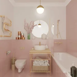 Bath Interior With Pink Tiles
