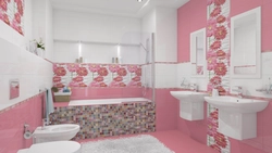 Bath interior with pink tiles
