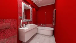 White-red bathroom interior