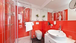 White-red bathroom interior