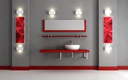 White-Red Bathroom Interior