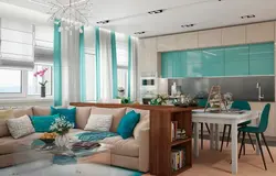 Turquoise In The Interior Of The Kitchen Living Room