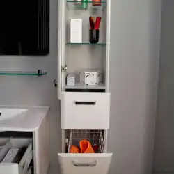 Шкаф для белья в ванную комнату напольный фото