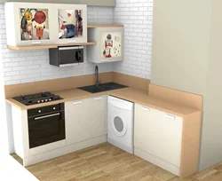 Kitchen interior with one small window
