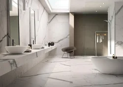 Bathtubs interior design made of porcelain stoneware