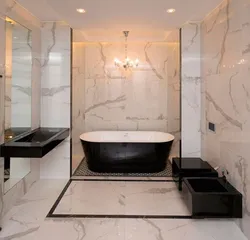Bathtubs interior design made of porcelain stoneware
