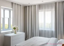 Bedroom with two windows on one wall design photo
