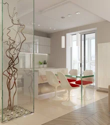 Plasterboard partitions for zoning the kitchen and living room with your own photos