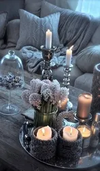 Candles in the living room interior photo