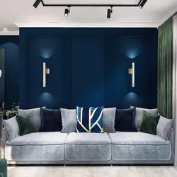 Mavi divan dizaynlı yataq otağı