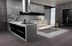 Gray tiles on the kitchen floor photo