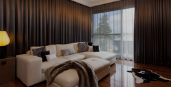 Brown Curtains In The Bedroom Interior