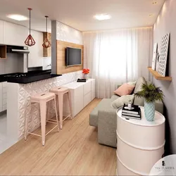 Interior of a small kitchen living room in the house