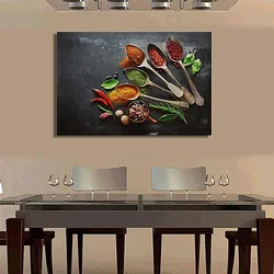 Painting in the kitchen and dining table photo