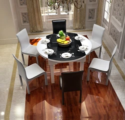 Kitchen design with brown table and chairs