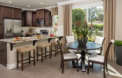 Kitchen design with brown table and chairs