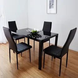 Kitchen design with brown table and chairs