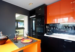 Orange gray kitchen interior