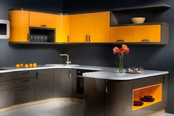 Orange Gray Kitchen Interior