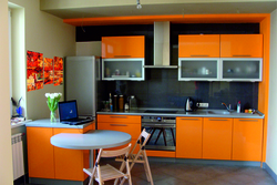 Orange Gray Kitchen Interior