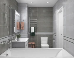 Gray tiles in the bathroom photo in