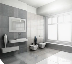 Gray tiles in the bathroom photo in