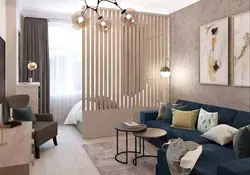 One-room apartment zoning for bedroom and living room design