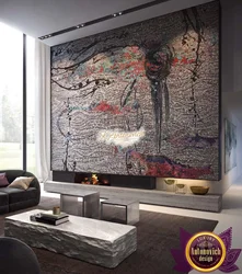 Мозаика на стене в гостиной фото