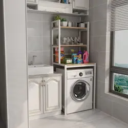 Shelves In The Bathroom Above The Washing Machine Photo