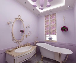 Design and interior with flowers in the bathroom