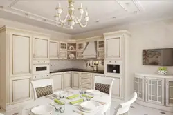 Design Of A Classic Kitchen Living Room In Light Colors