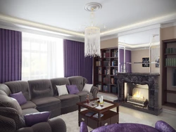 Gray Lilac Living Room Interior