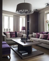 Gray lilac living room interior