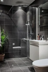 Black gray bathroom interior