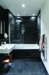 Black gray bathroom interior