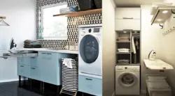 Встроенная стиральная машина в ванной в шкаф фото