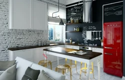 Interior Of A Small Kitchen In Loft Style