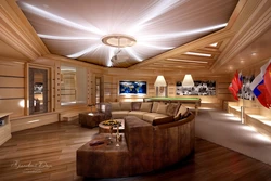 Ceiling design in the living room of a wooden house