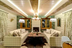 Ceiling design in the living room of a wooden house