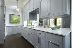 Gray apron for kitchen interior