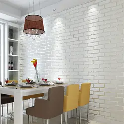 Wallpaper In The Kitchen Combined Bricks Photo