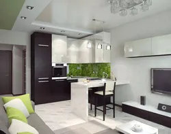 Kitchen Living Room 18 Sq M Square Design With Balcony