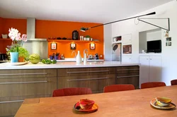 Kitchens In Orange Color Combination With Other Colors Photo